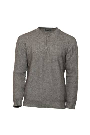 Merino Possum Textured Button Crew Neck Jumper